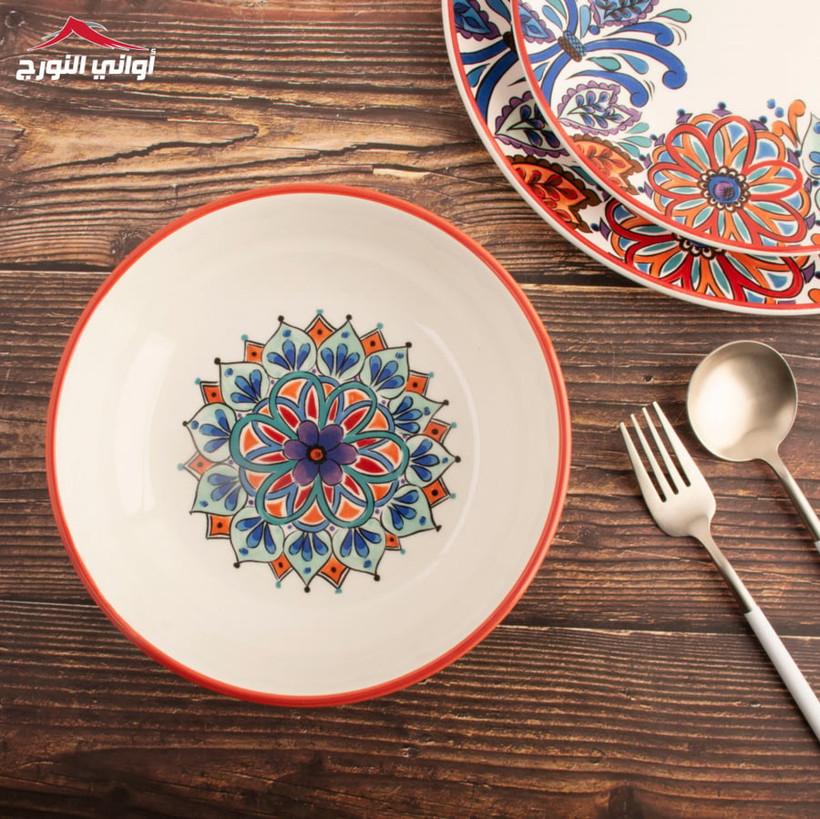 صحن دائري غزير أبيض مورد