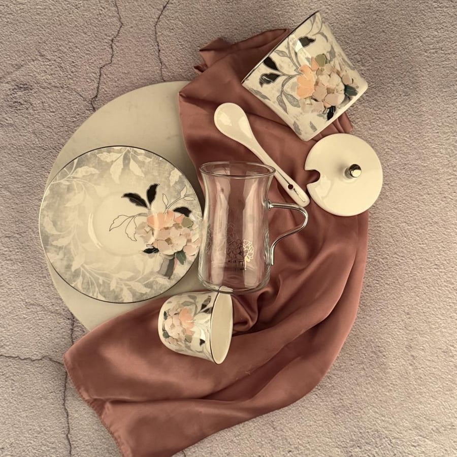 طقم بيالات و فناجين و سكرية ( كولكشن كساء )