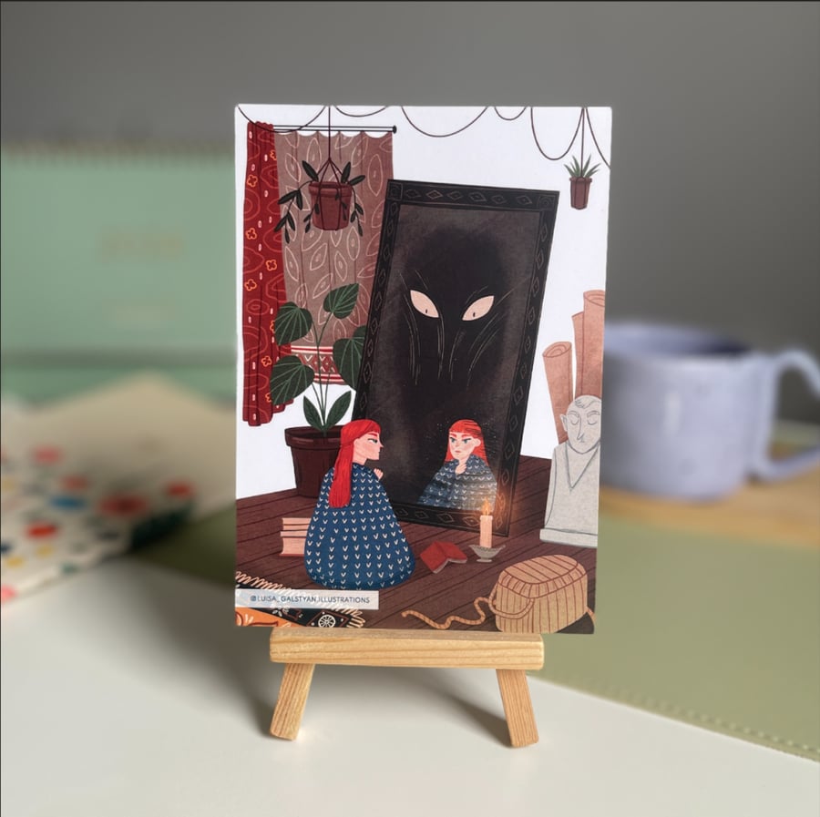 بطاقة بريدية - فتاة مع مرأتها  Post Card - A Girl in front of her mirror