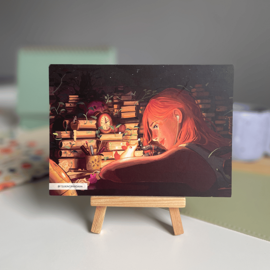 بطاقة بريدية - فتاة مع كتب Post Card - A Girl With Books