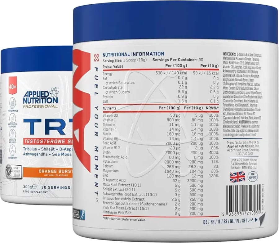 أبلايد نيوتريشن - TRT لدعم هرمون التستوستيرون (300 جم) - Applied Nutrition TRT Testosterone Support