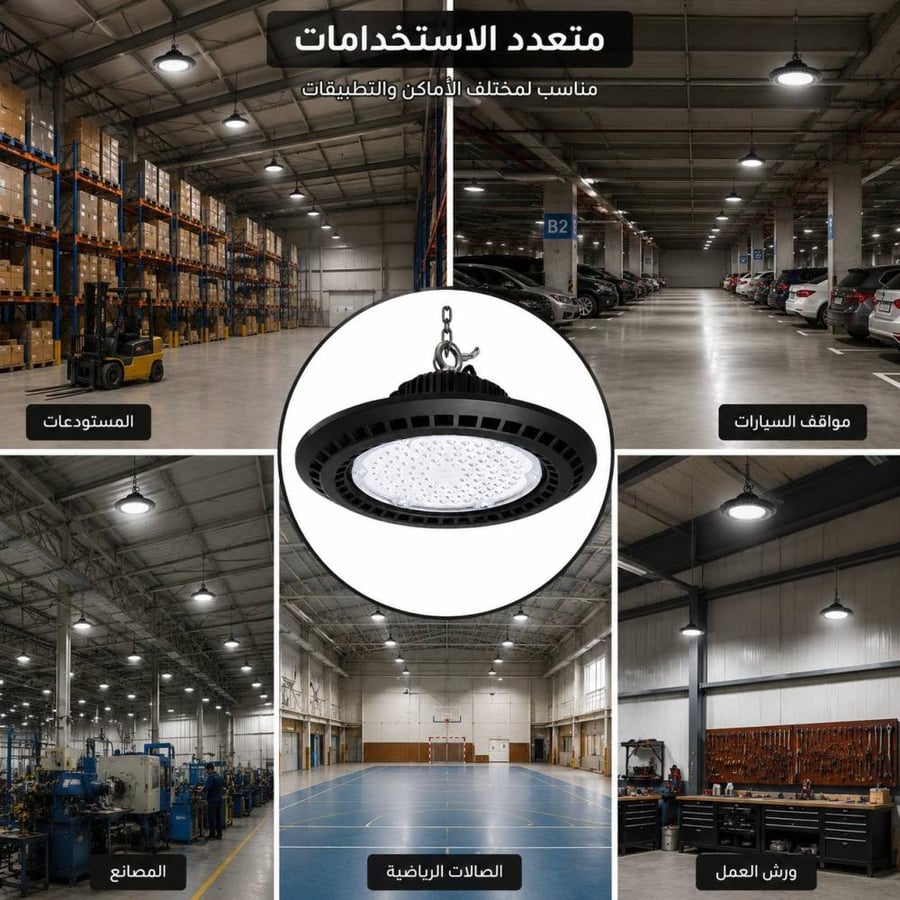 كشاف هنقر LED استيل علاقي 200 واط - لون الاضاءة ابيض