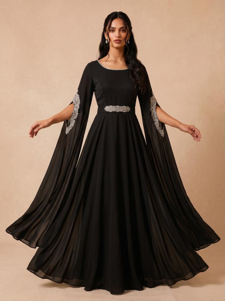 فستان ساتان اسود 461822