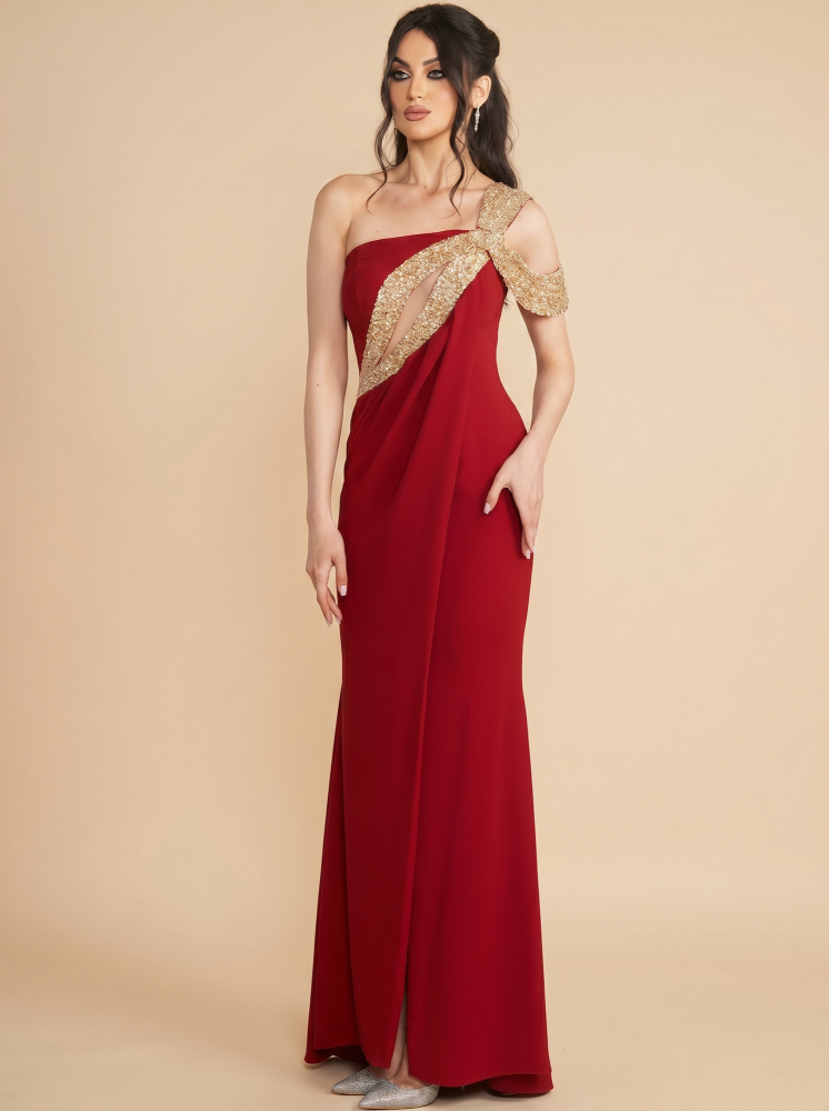 Red evening dress, model 176233