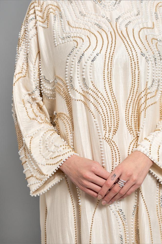Wide-cut jalabiya with crystal embroidery 460819