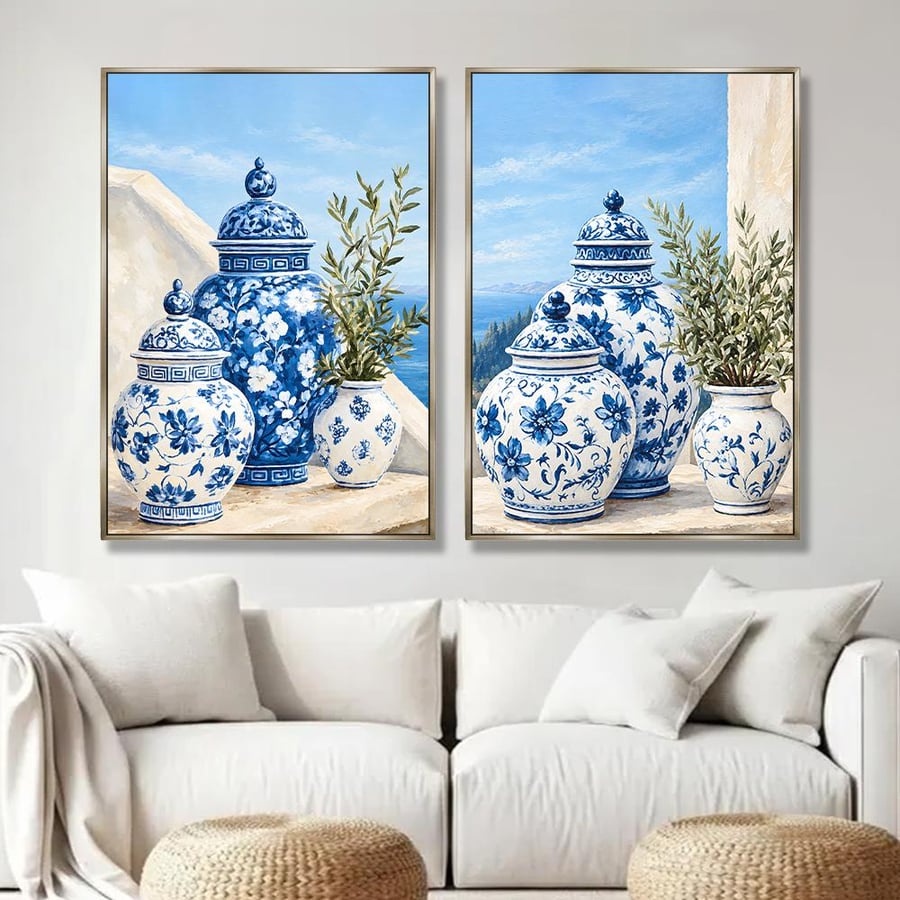 طقم لوحات ثنائية | بتصميم تجريدي كلاسيك