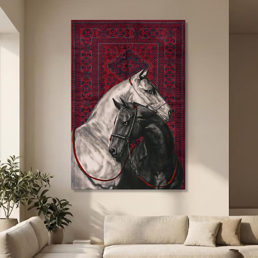 لوحة فن تجريدي ورد بتصميم مودرن