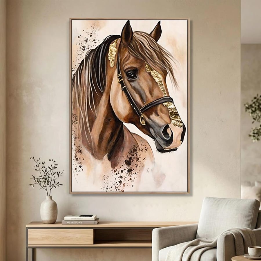 لوحة جدراية فن تجريدي بتصميم خيل مودرن
