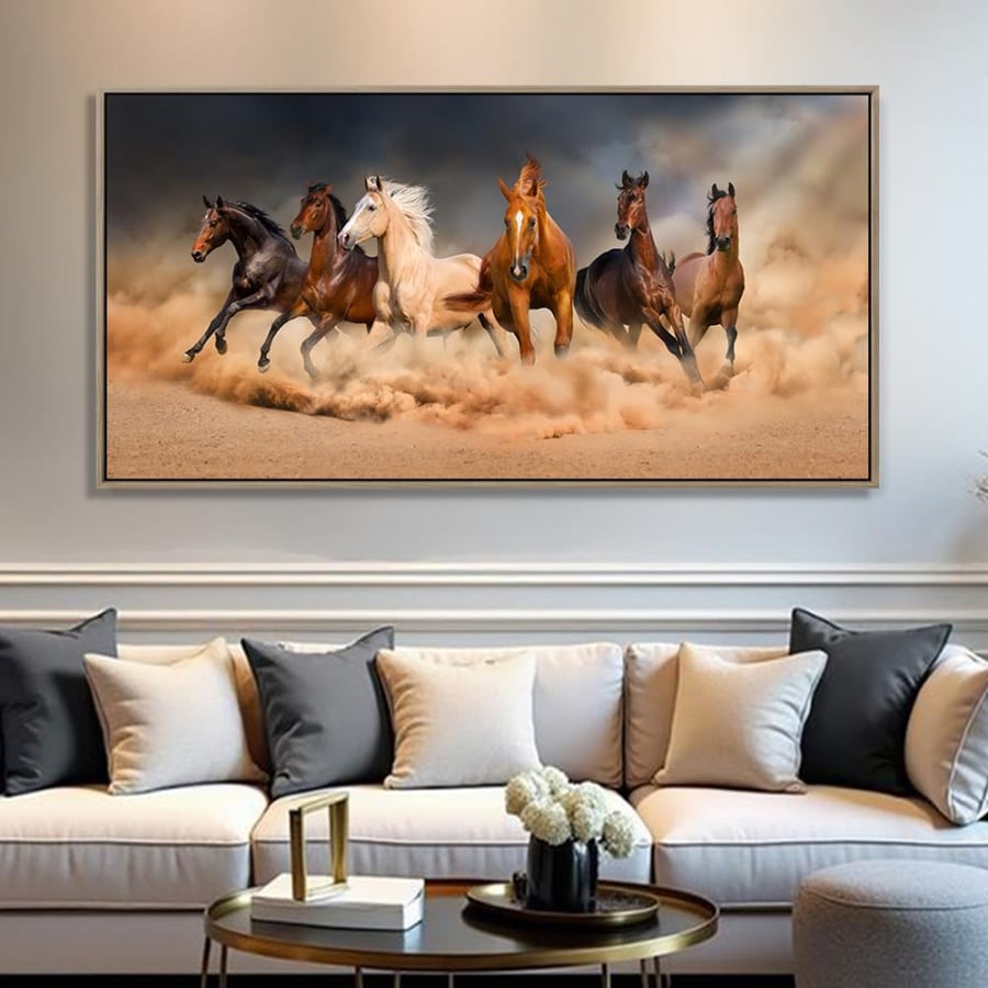 لوحة جدراية فنية كانفس بتصميم خيول مودرن