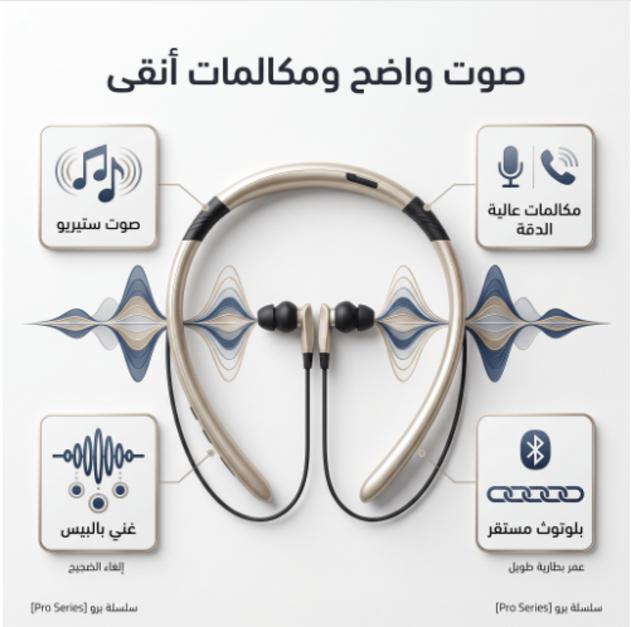"سماعة بطوق رقبة مرنة لاسلكية "