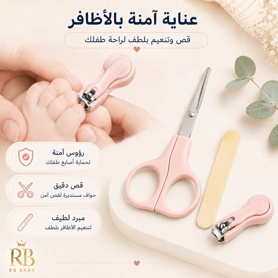 مجموعة العناية بالطفل 8 في 1 – أدوات أساسية بحقيبة منظمة وردي