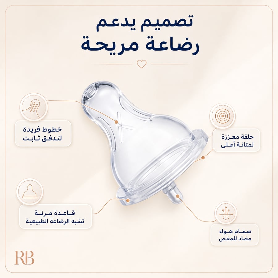 حلمة بقياس صغير الحجم لزجاجة عريضة العنق من فارلين