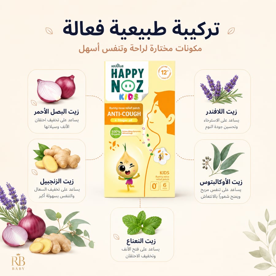 لاصقات طبيعية لتخفيف سيلان الأنف للأطفال – 6 قطع