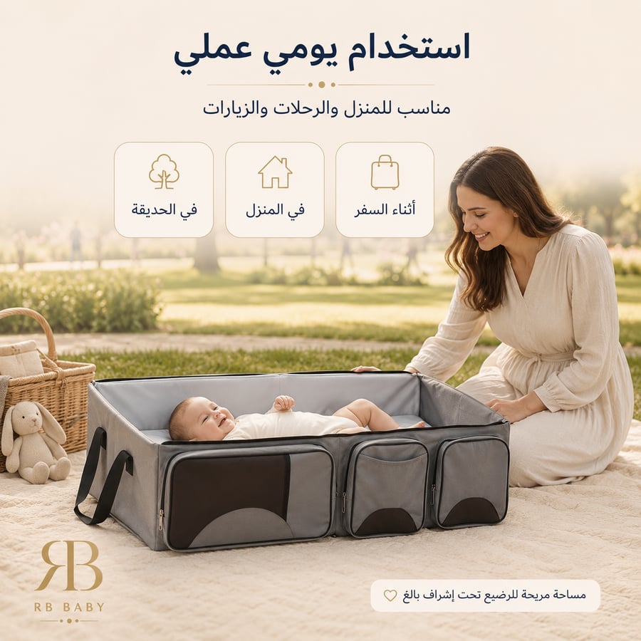 حقيبة سرير متنقلة للرضع 2 في 1 بتصميم عملي للسفر