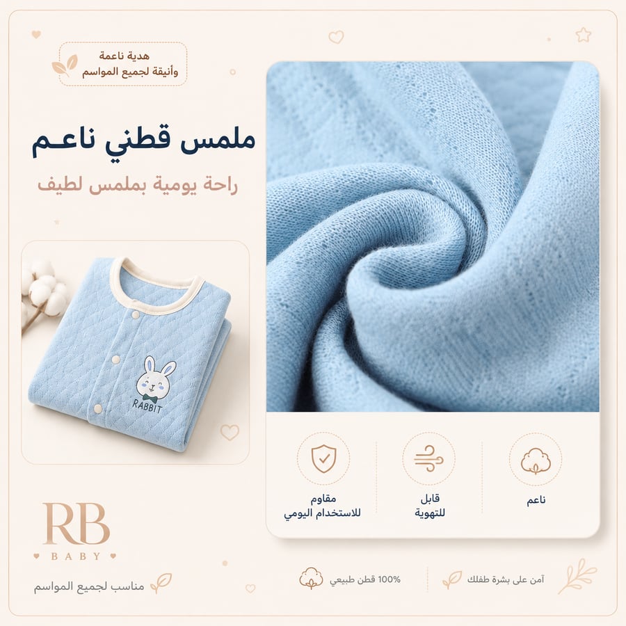طقم هدايا مواليد أزرق بتصميم أرنب – 22 قطعة أساسية للمولود