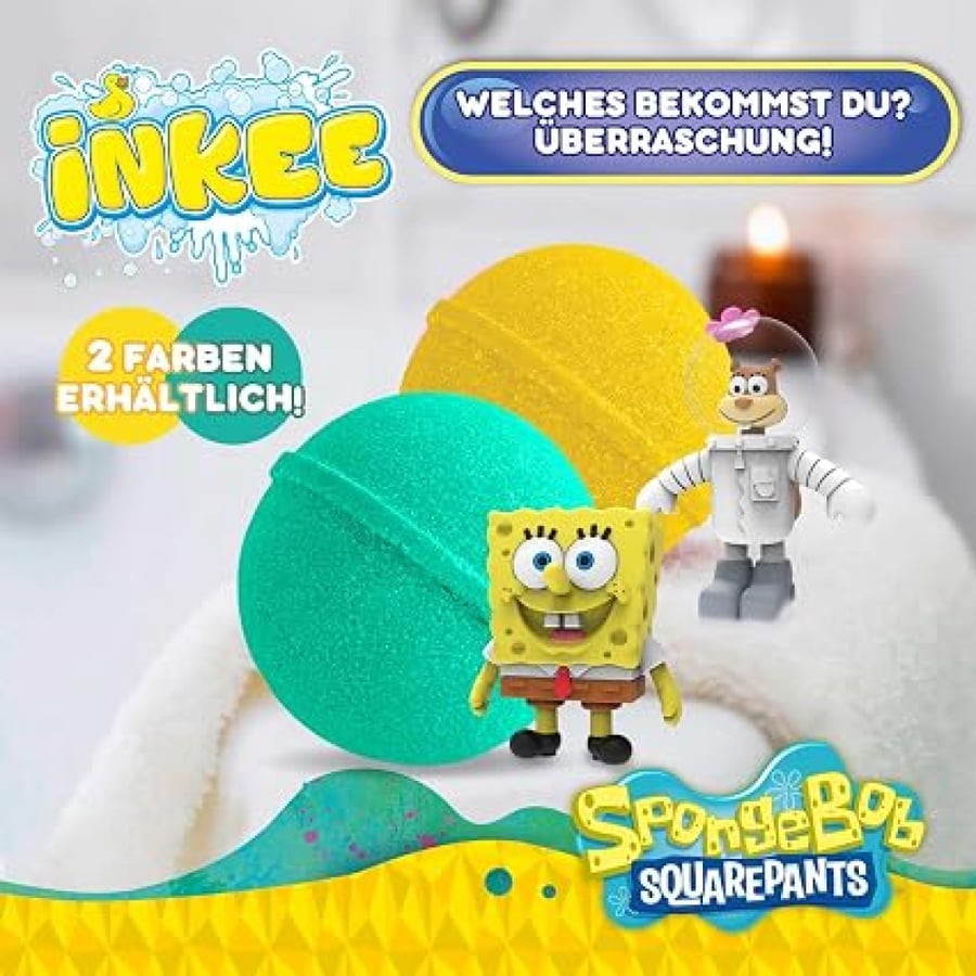 مجموعة INKEE SpongeBob للأطفال – 5 كرات استحمام فوارة 80 جم مع مفاجآت