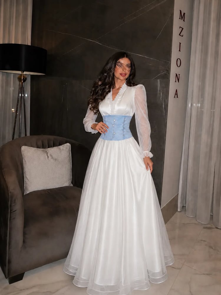 فستان سهرة أورجنزا كورسيه أزرق
