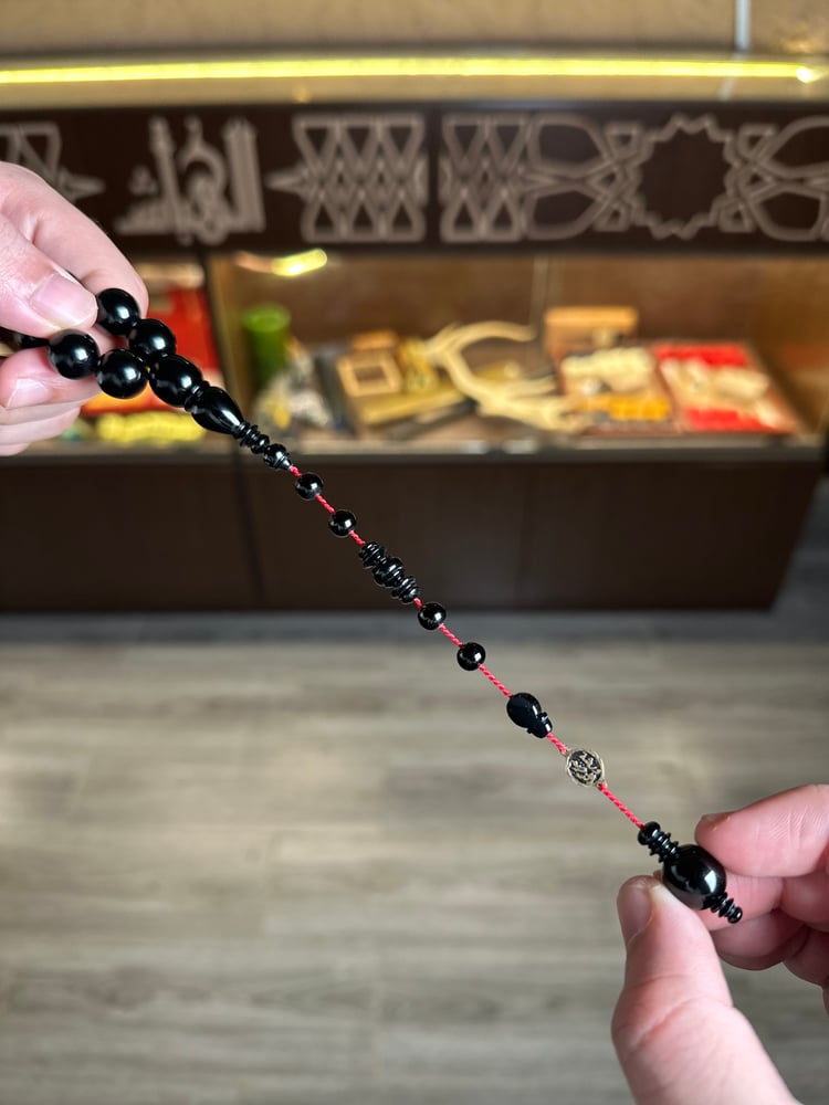 New black bowling prayer bead - circular - Al Zaem Workshop