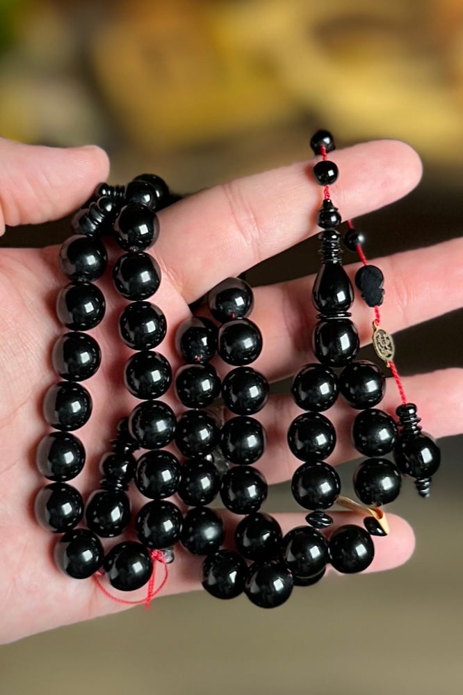 New black bowling prayer bead - circular - Al Zaem Workshop