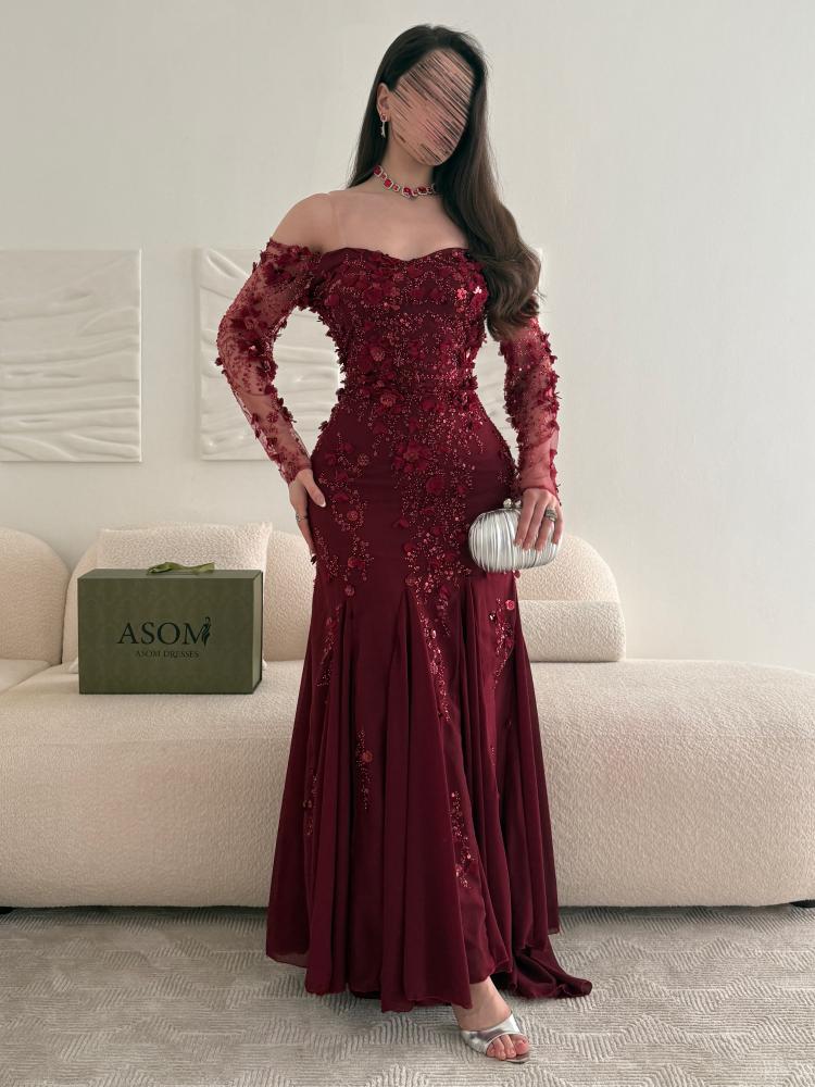 فستان هنا عنابي