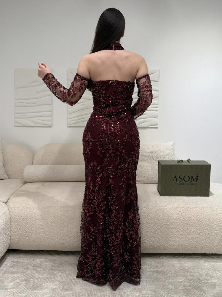 فستان رهفان عنابي