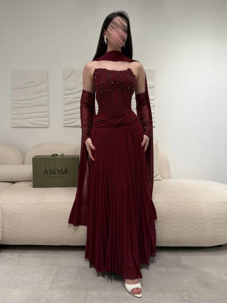 فستان ليال عنابي
