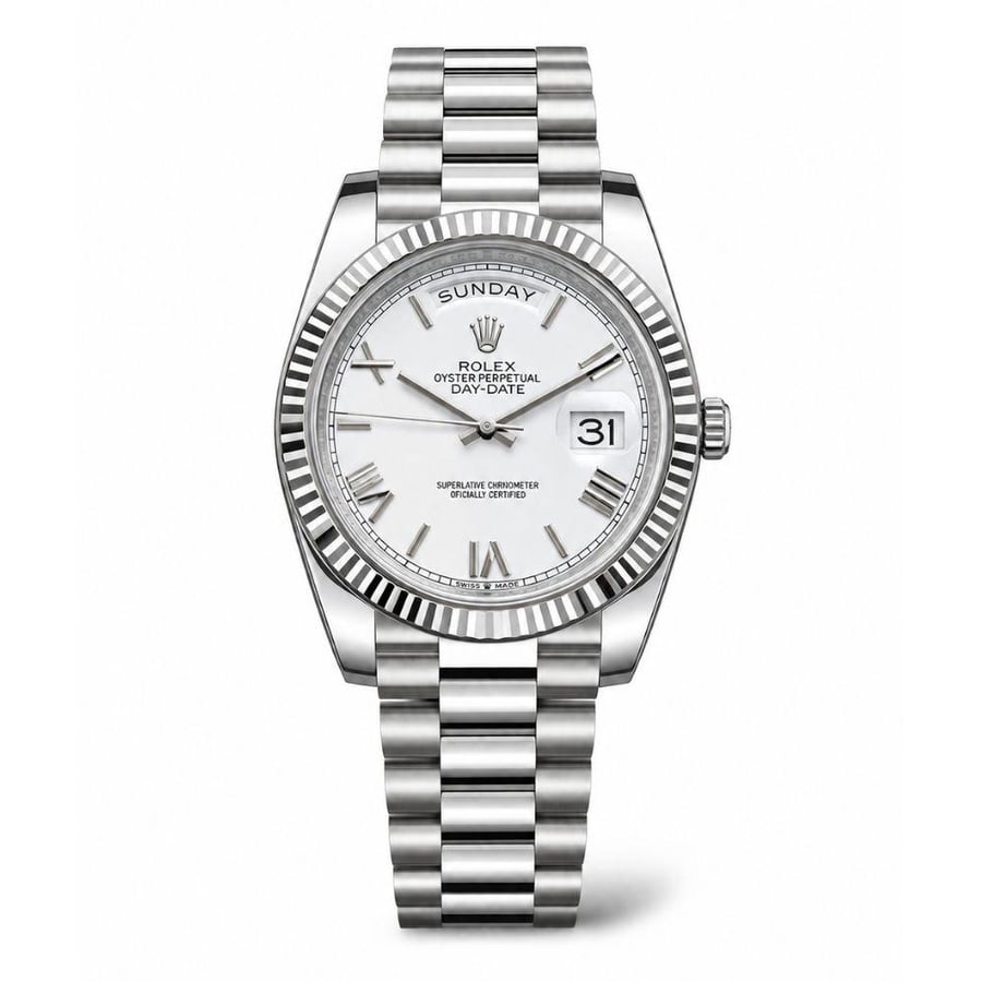 ساعة رولكس داي ديت بمينا أبيض Rolex Day-Date Men's Watch – White Dial