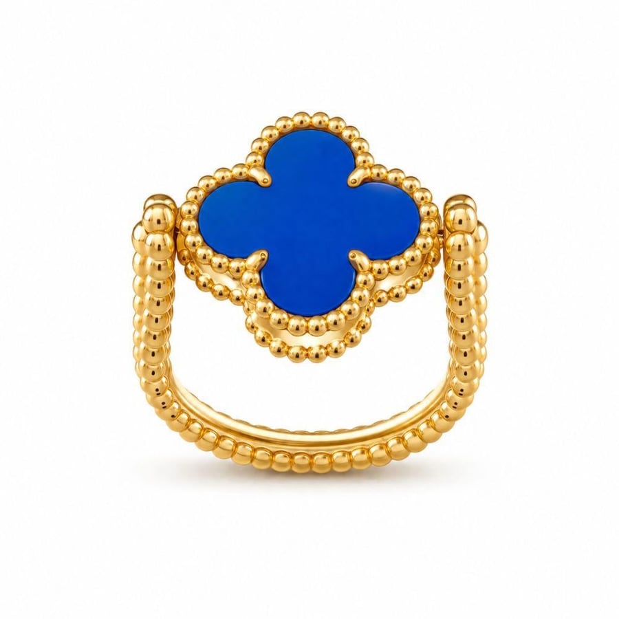 خاتم فان كليف فينتاج ألامبرا باللون الأزرق Van Cleef & Arpels Vintage Alhambra Blue Ring