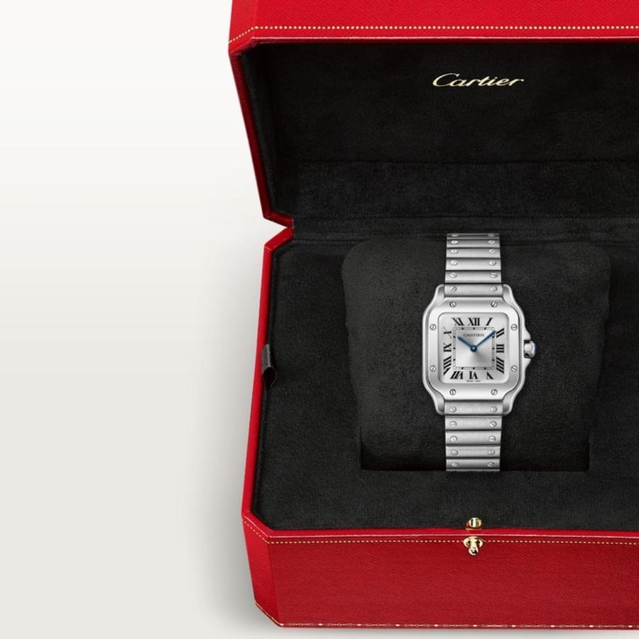 ساعة سانتوس دو كارتييه الفضي Cartier Santos de Cartier Watch – Silver