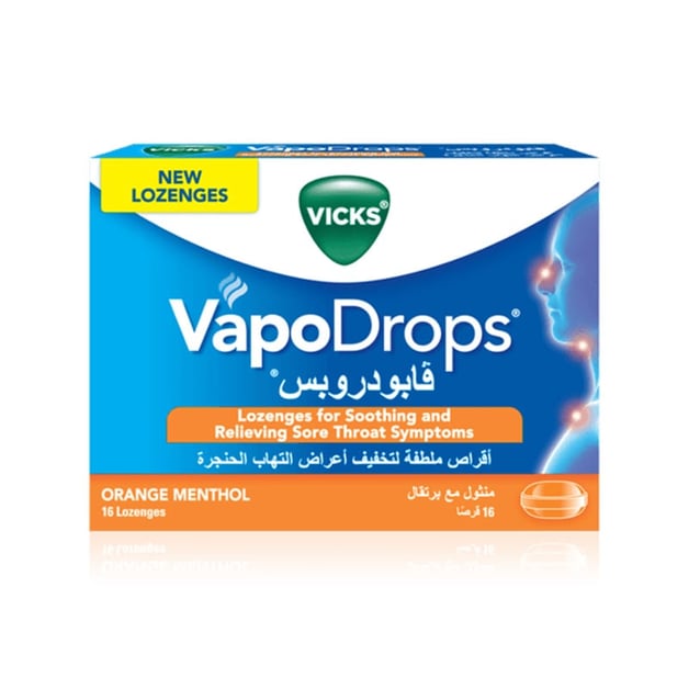 Vicks Vapo Drop Orange Menthol Lozenge 16