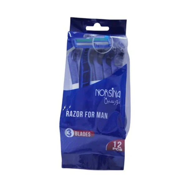 Norsina 3 Blades Razor For Men Black 12Pcs