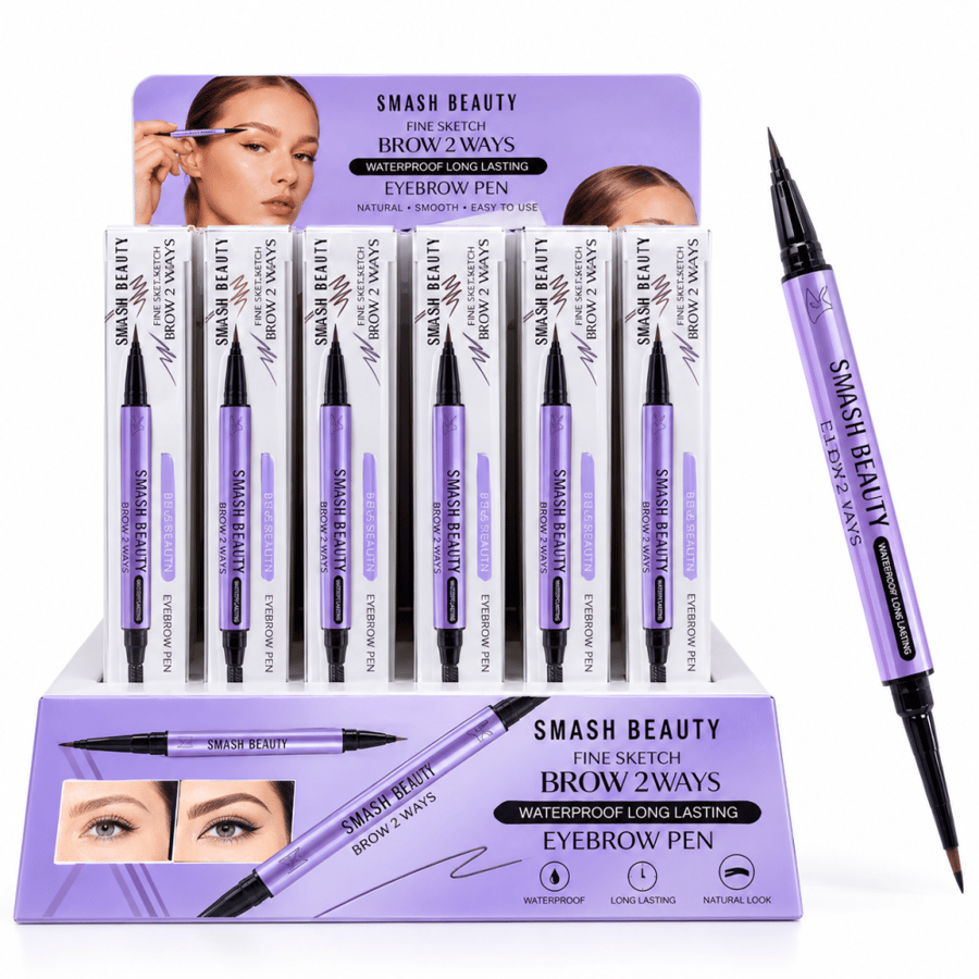 قلم حواجب مزدوج قلم حواجب سائل وجل ضد الماء من ماركة SMASH BEAUTY