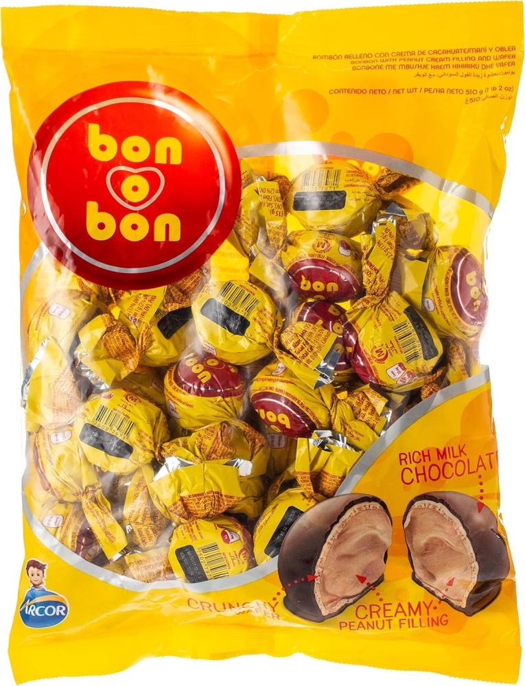 شوكولاتة بون بون محشوة بكريمة زبدة الفول السوداني والويفر - Bon O Bon Peanut Cream and Wafer Filled Chocolate 750g