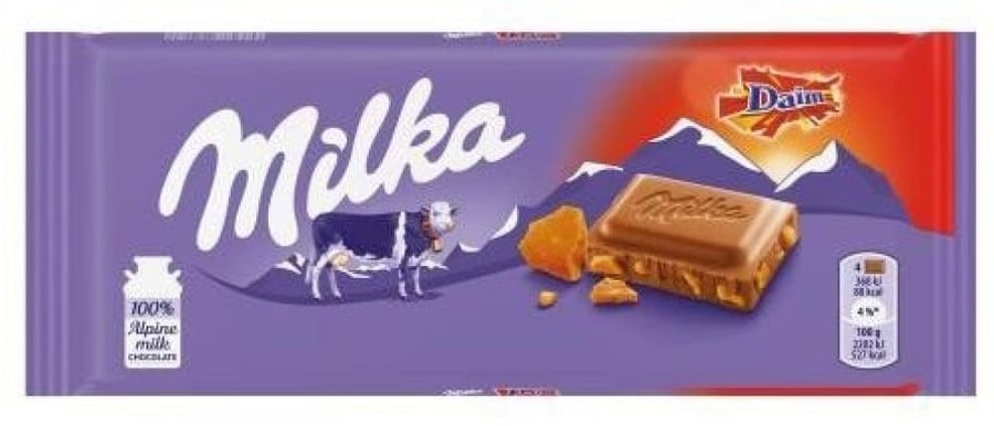 Milka chocolate with pieces, always Swedish, 100 grams