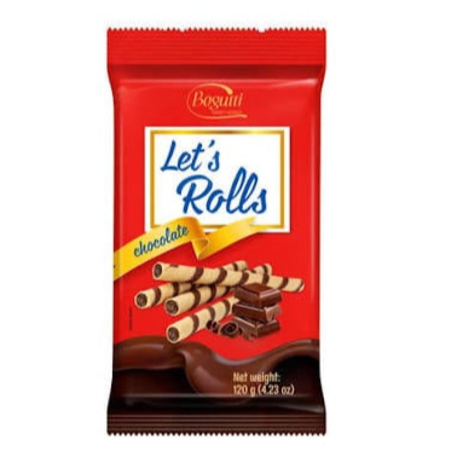 ويفر رولات بالشوكولاتة ليتس رولز من بوجوتي - 120 جرام | Bogutti Let's Rolls Chocolate Wafer Rolls