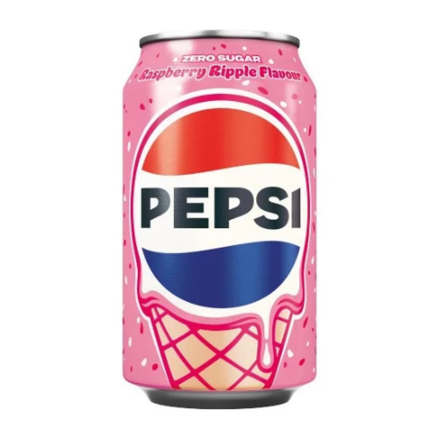 مشروب بيبسي بدون سكر بنكهة توت العليق والآيس كريم - علبة (Pepsi Zero Sugar Raspberry Ripple Flavour)