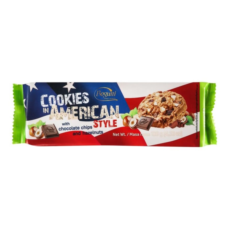كوكيز بوجوتي على الطريقة الأمريكية بقطع الشوكولاتة والبندق 120 جرام | Bogutti Cookies in American Style with Chocolate Chips & Hazelnuts 120g