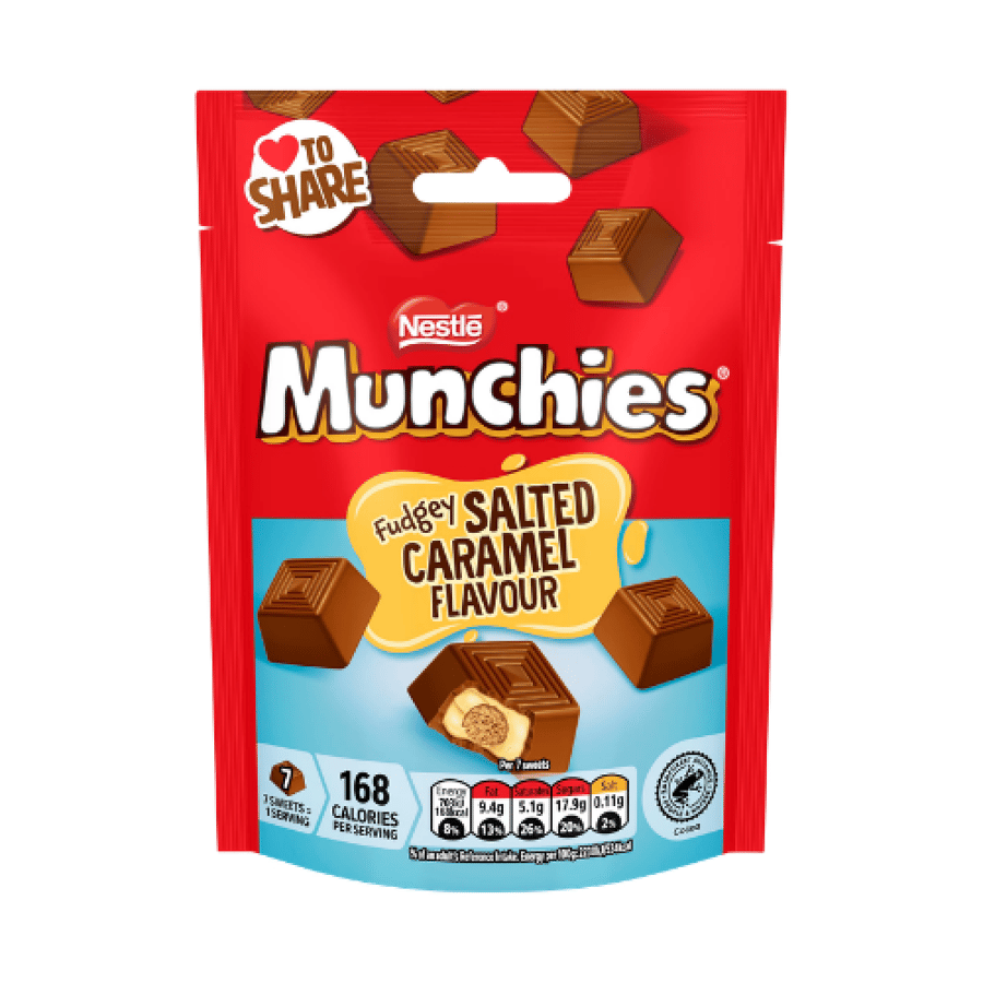 حلوى نستله مانشيز "مانشيز" - بنكهة الكراميل المملح - عبوة المشاركة | Nestle Munchies Fudgey Salted Caramel Flavour