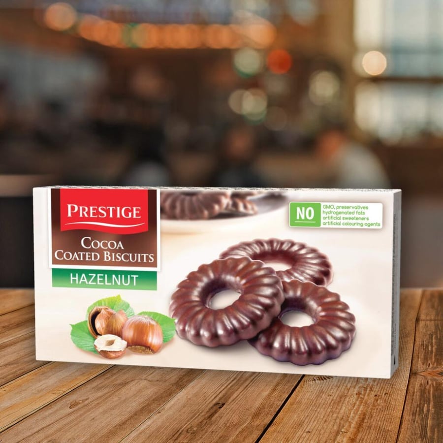 Prestige biscuits with hazelnut cream and covered with chocolate 160 g imported Bulgaria