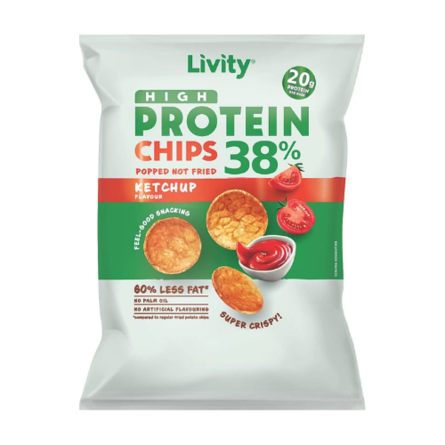 شيبس ليفيتي عالي البروتين بنكهة الكاتشب | Livity High Protein Chips Ketchup
