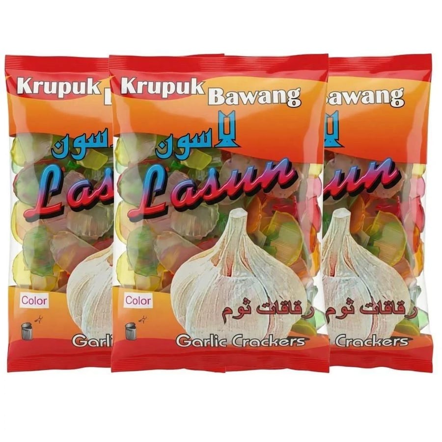 كروبوك بوانغ رقائق الثوم الإندونيسية  200 جرام | Krupuk Bawang Garlic Crackers