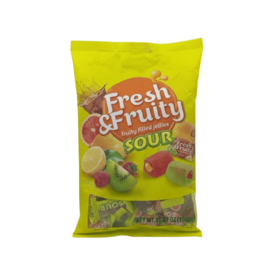 حلوى جيلي فريش آند فروتي محشوة بنكهات الفواكه الحامضة - Fresh & Fruity Sour Fruity Filled Jellies 1000g