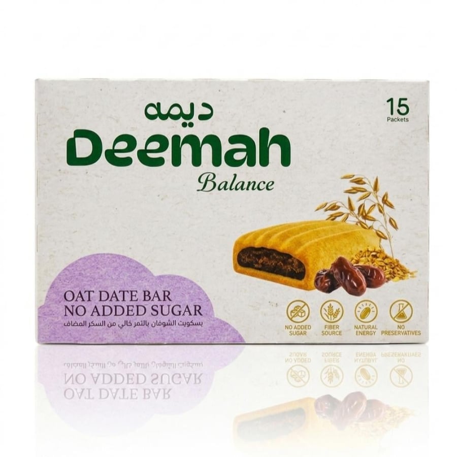 بسكويت الشوفان بالتمر خالي من السكر المضاف ديمه بالانس - Deemah Balance Oat Date Bar No Added Sugar