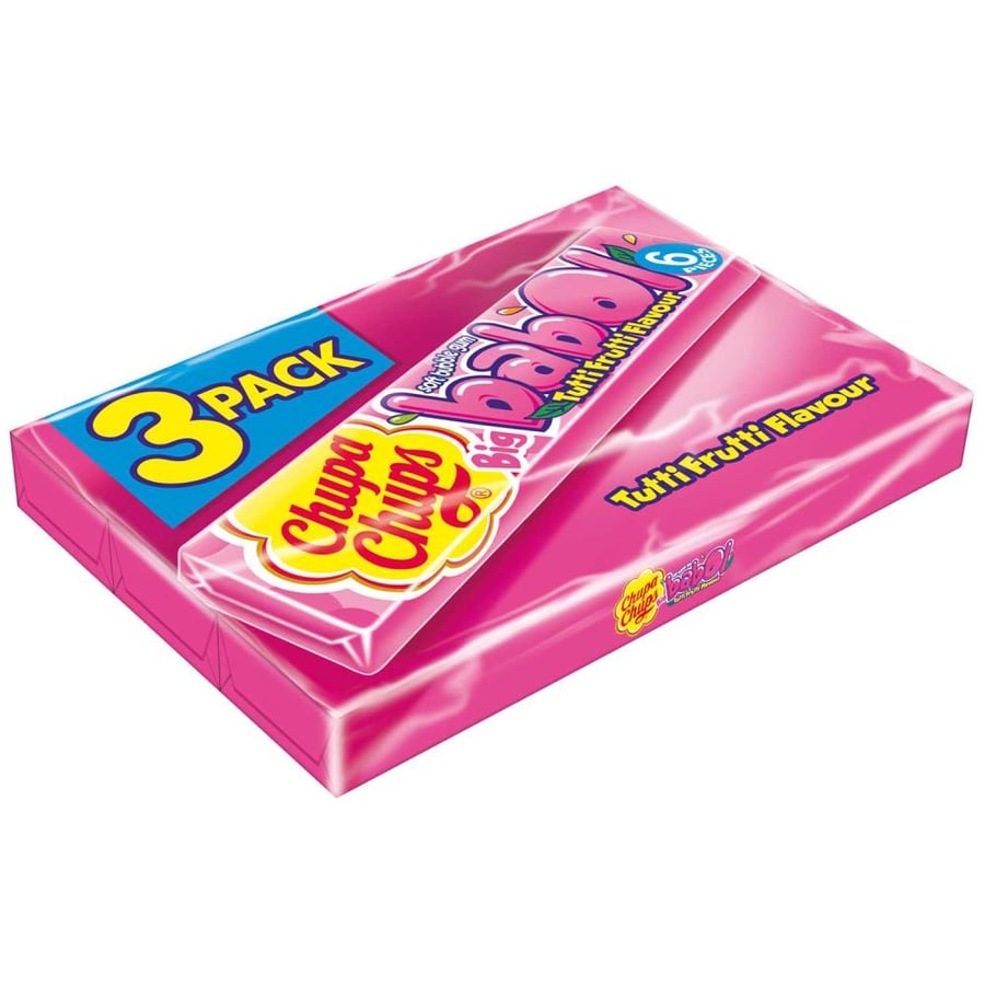 علكة تشوبا تشوبس بيج بابول توتي فروتي 3 قطع - Chupa Chups Big Babol Tutti Frutti 3 Pack