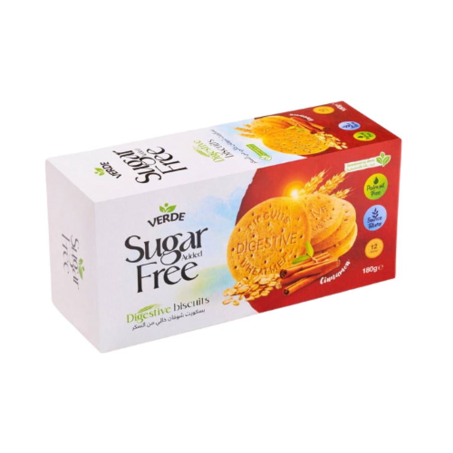 فيردي بسكويت ديجستيف بالقرفة بدون سكر  VERDE Cinnamon Sugar Free Digestive Biscuits