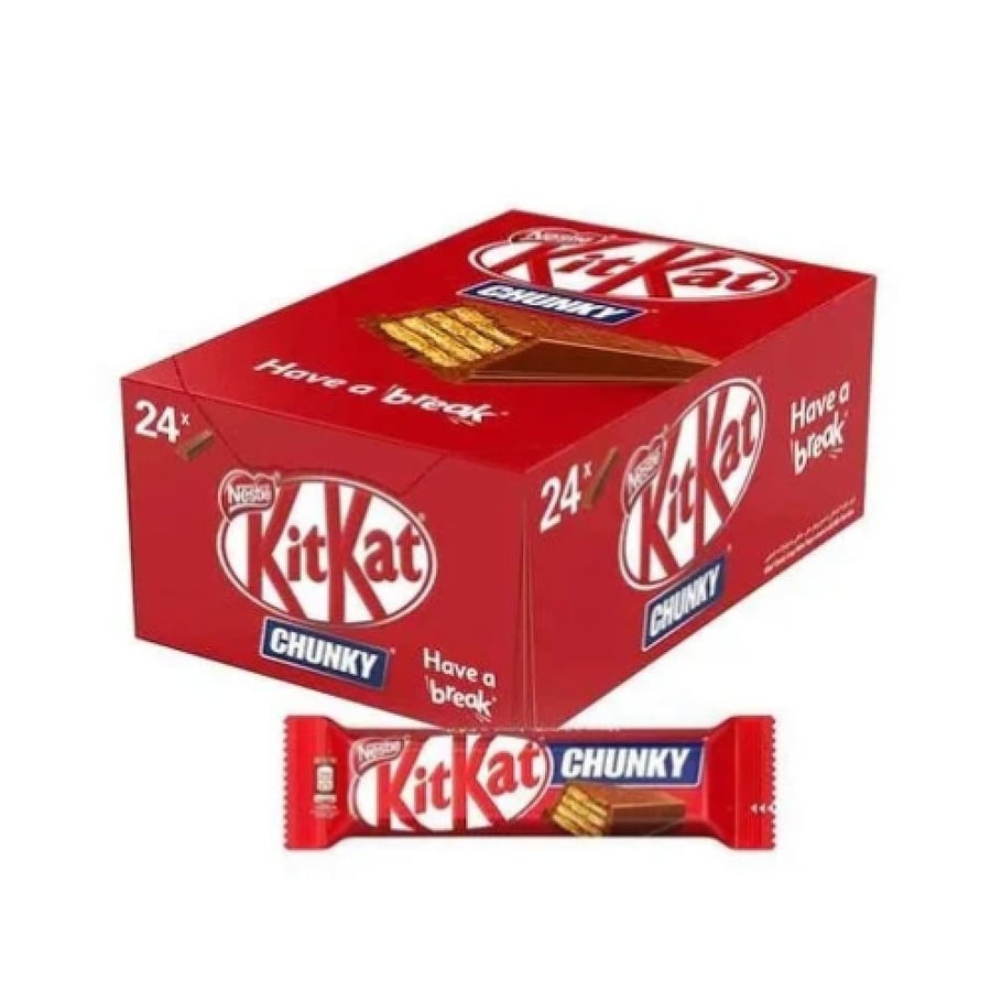 شوكولاتة كيت كات تشانكي - كرتون 24 اصبع (KitKat Chunky Milk Chocolate - Box of 24 Bars)