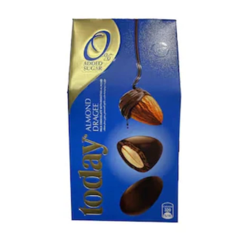 دراجيه اللوز بشوكولاتة الحليب بدون سكر مضاف توداي 50 جرام (Today Almond Dragée Milk Chocolate 0% Added Sugar 50g)