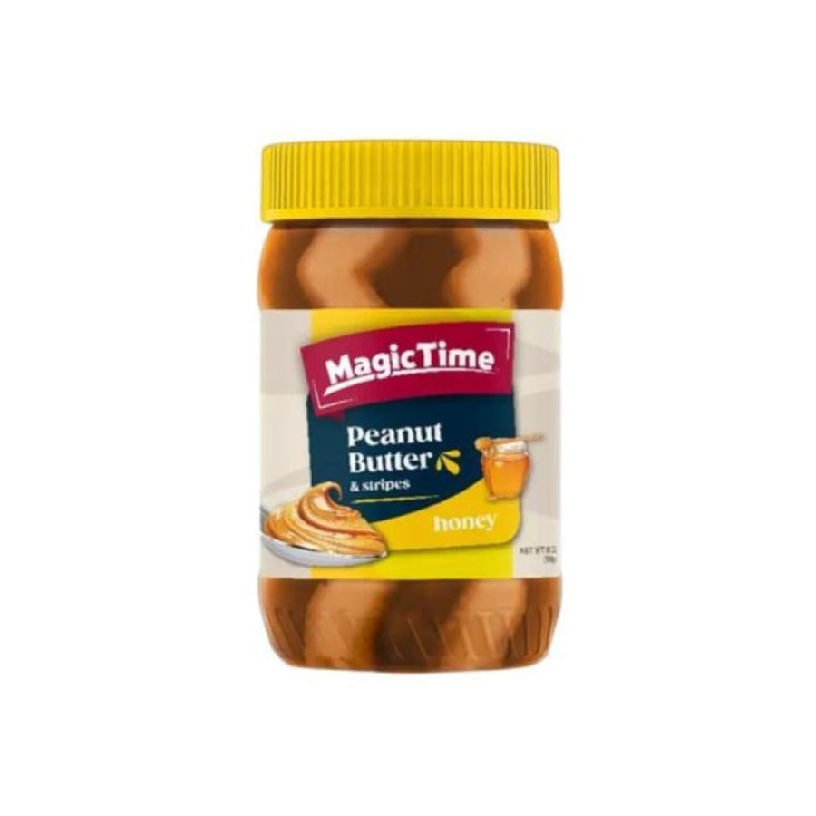 ماجيك تايم زبدة الفول السوداني مع العسل 454 جرام – MagicTime Peanut Butter & Stripes Honey 454g