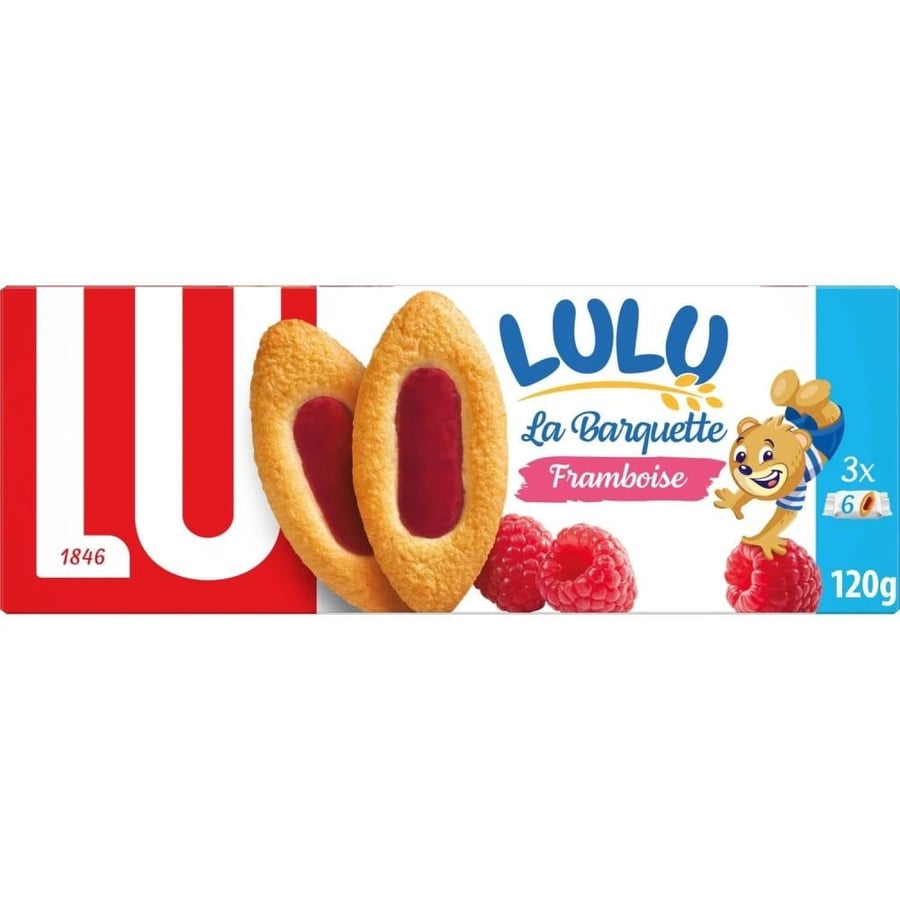 بسكويت لو لولو لا باركيت بحشوة توت العليق - 120 جرام (LU LULU La Barquette Framboise 120g)