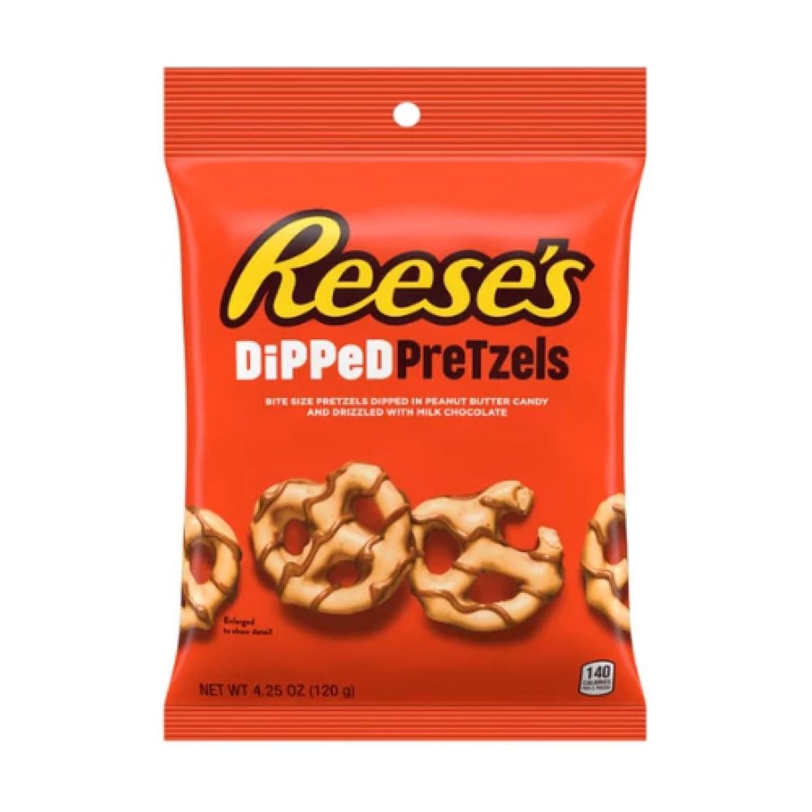 بريتزل ريزيز المغطى بكريمة زبدة الفول السوداني وشوكولاتة الحليب 120 جرام (Reese's Dipped Pretzels Peanut Butter & Milk Chocolate 120g)